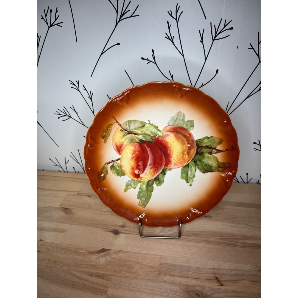 Petrus Regout Maastricht Holland Vintage Peach Fruit Scalloped Decorative Plate